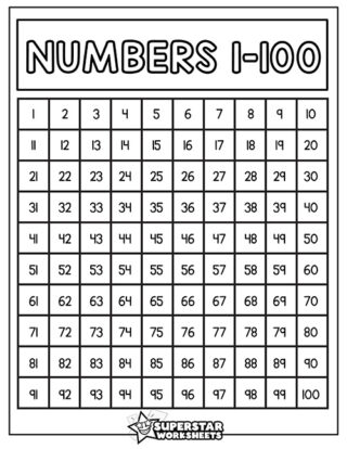 Number Charts - Superstar Worksheets