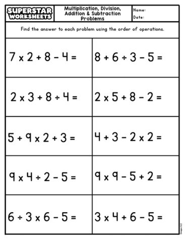 Order of Operations Worksheets - Superstar Worksheets