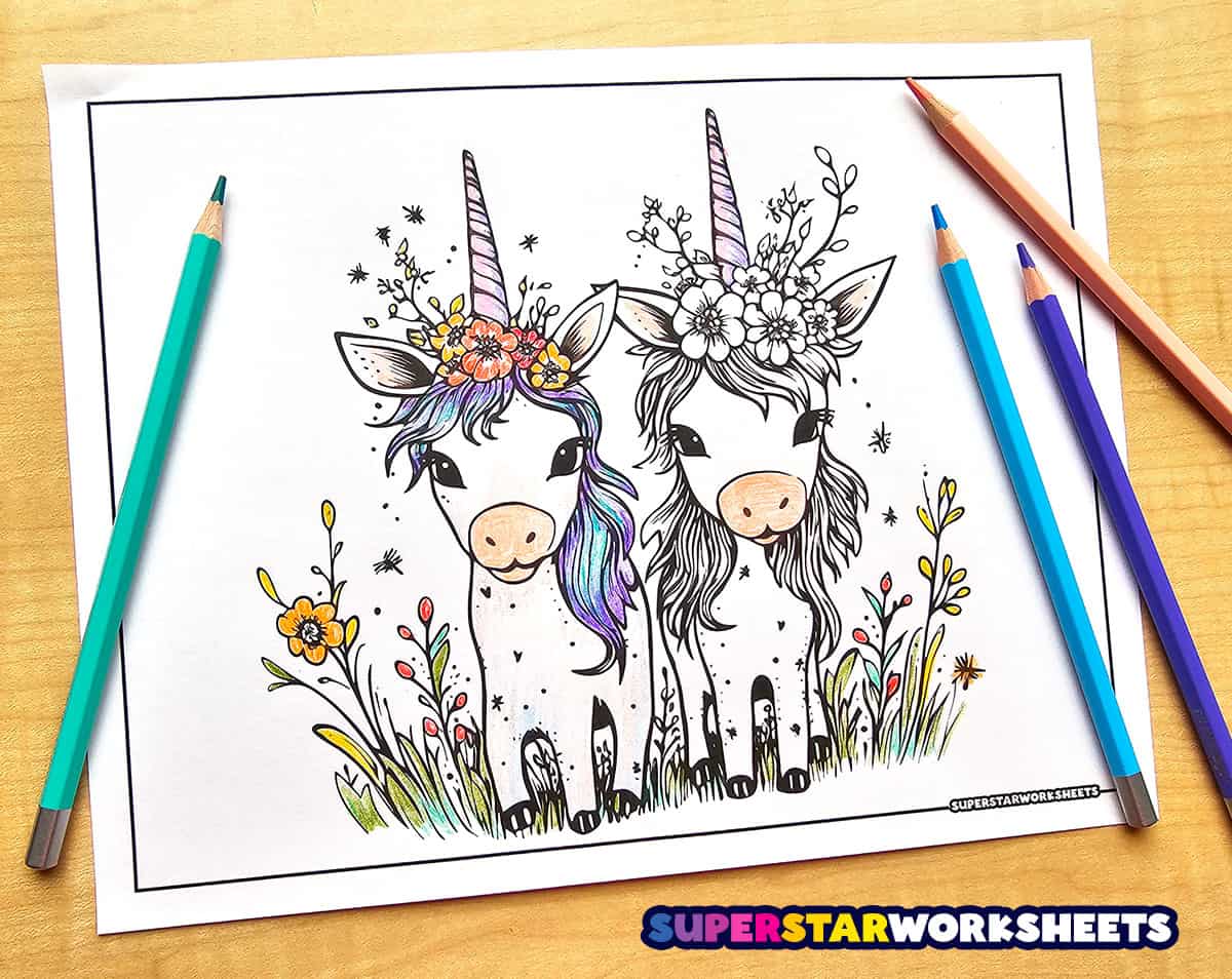 Unicorn Coloring Pages - Superstar Worksheets