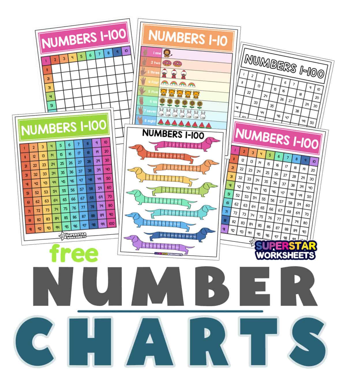 Number Chart 1 - 100 Printable Worksheet for Kids