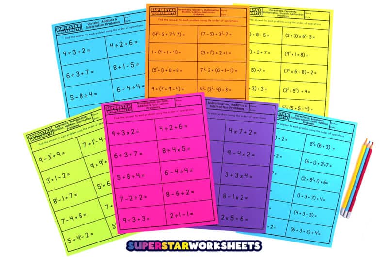 Order of Operations Worksheets Superstar Worksheets