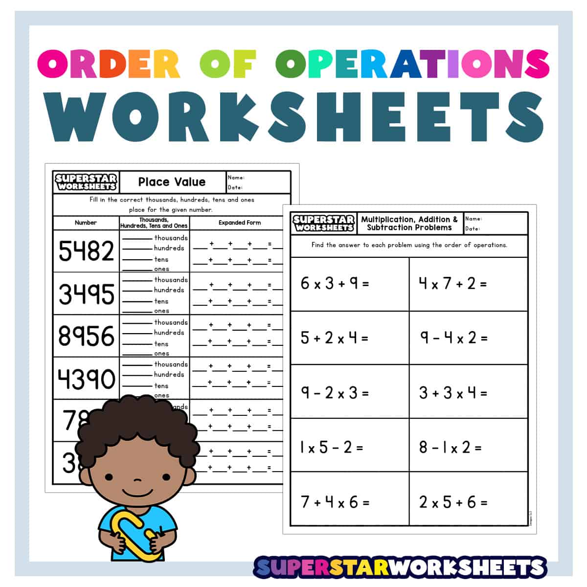 5th grade math worksheets order of operations