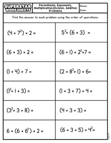 Order of Operations Worksheets - Superstar Worksheets