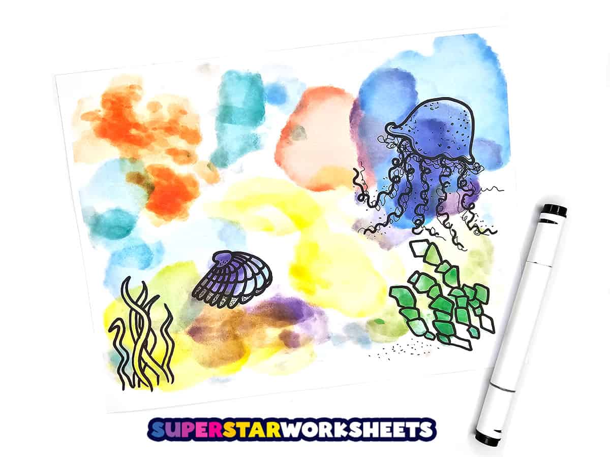 Printable Colour It Backwards Book Watercolours 1 - Reverse