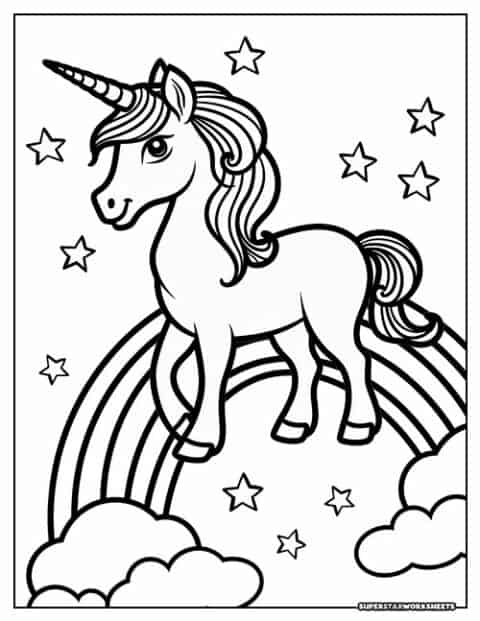 Unicorn Coloring Pages - Superstar Worksheets