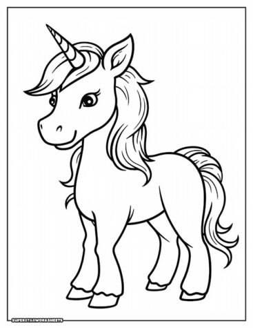 Unicorn Coloring Pages - Superstar Worksheets