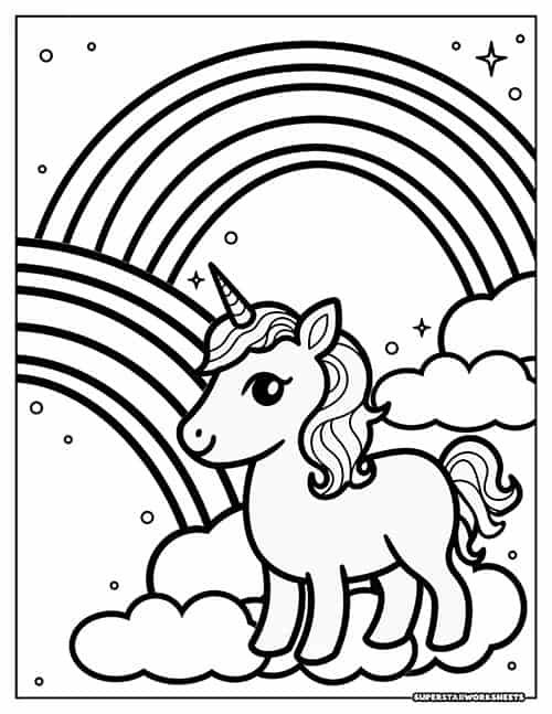rainbow unicorn coloring page