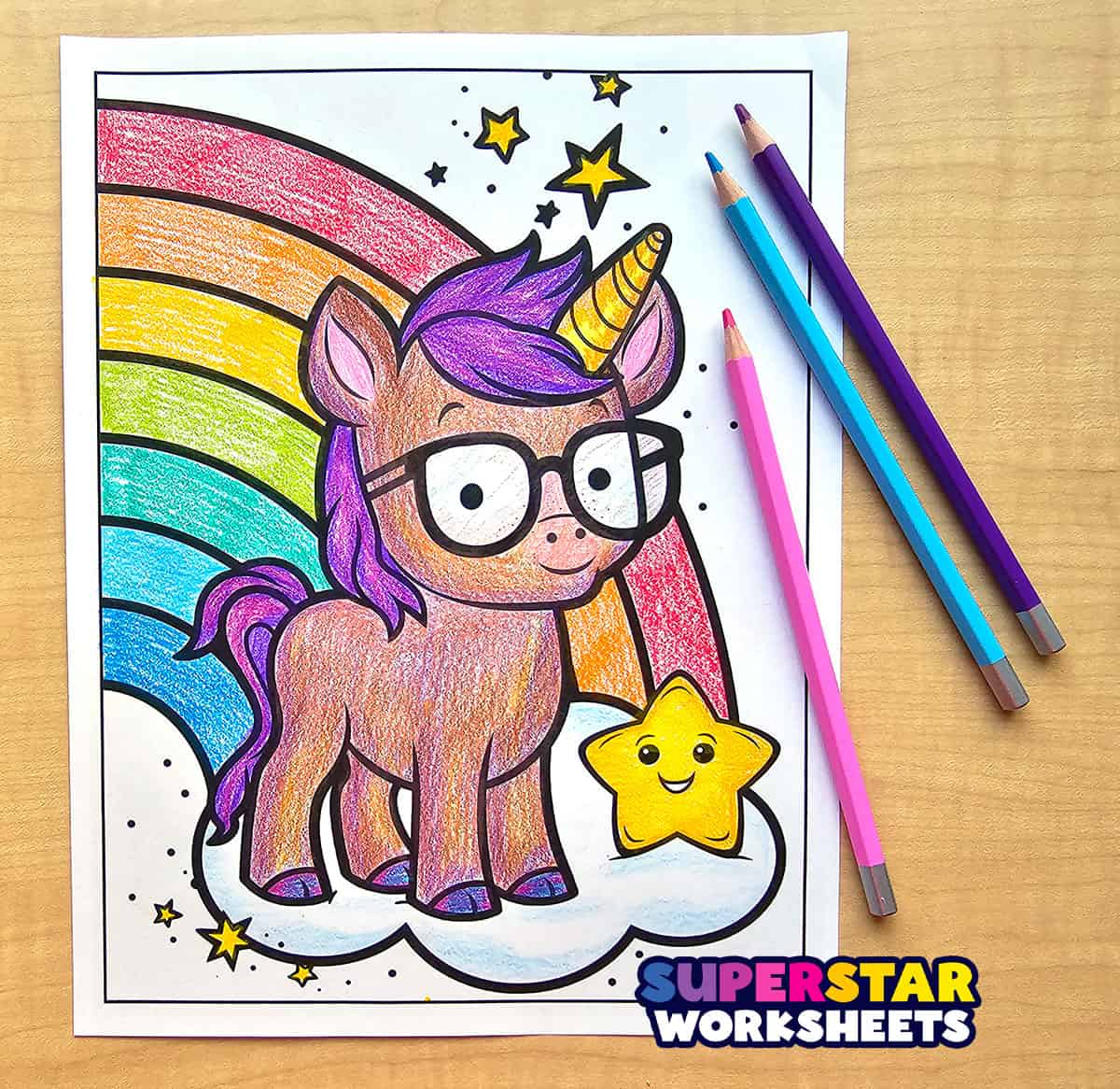 Unicorn Coloring Pages - Superstar Worksheets