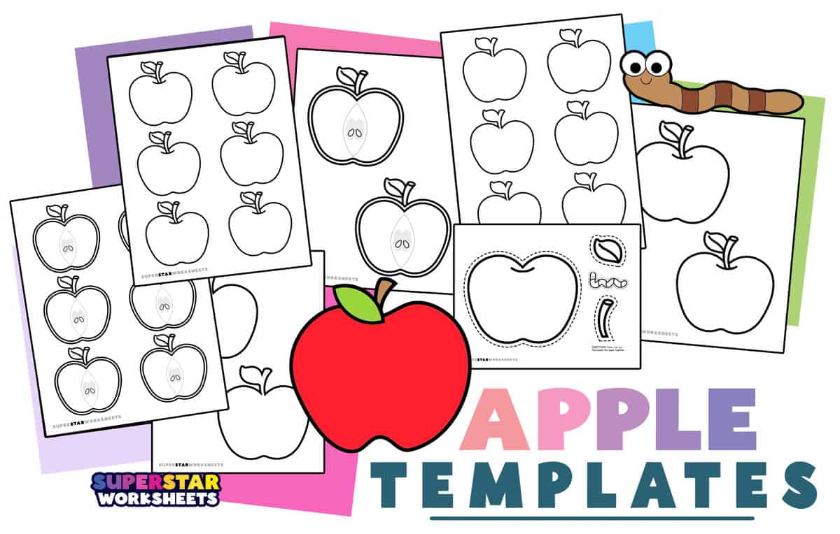 Red and Green Apple Templates in Large, Medium and Small