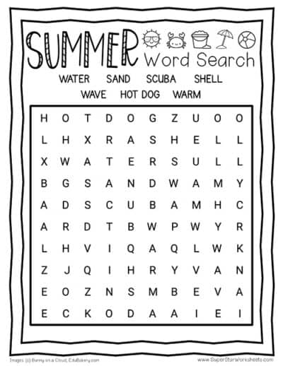 Summer Word Search - Superstar Worksheets