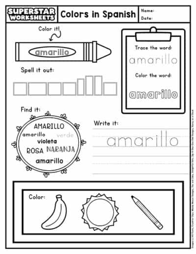 Spanish Color Worksheets - Superstar Worksheets