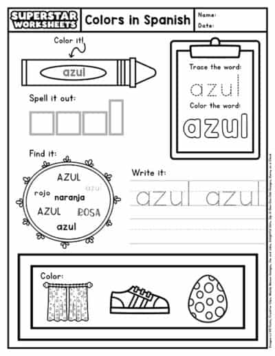 Spanish Color Worksheets Superstar Worksheets