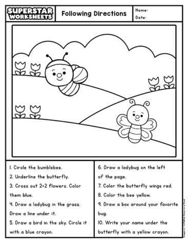 Following Directions Worksheets - Superstar Worksheets