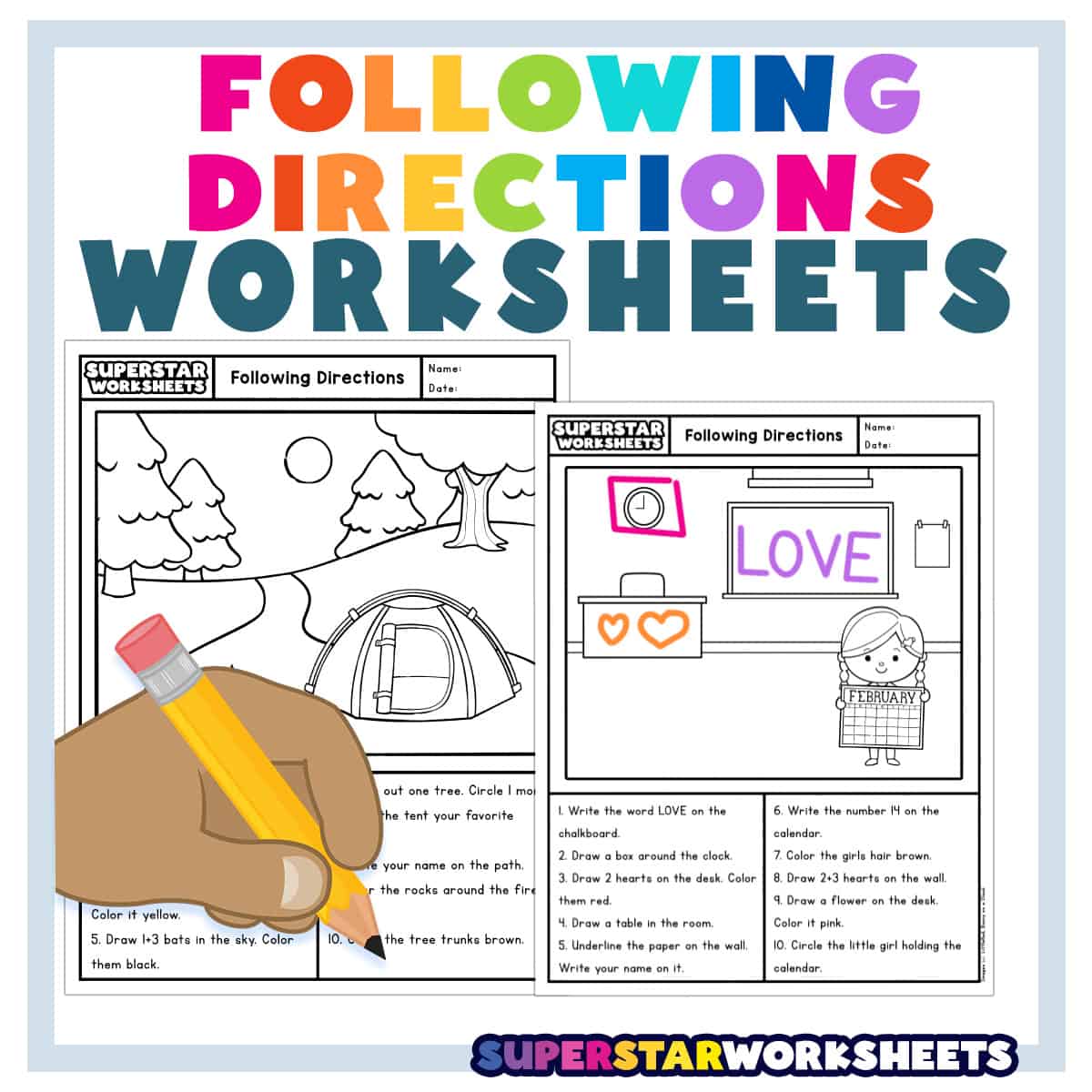 Following Directions Worksheets Superstar Worksheets