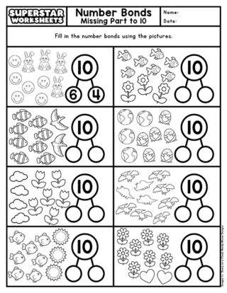 Number Bonds Worksheets - Superstar Worksheets