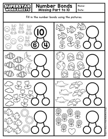 Number Bonds Worksheets - Superstar Worksheets