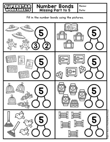 Number Bonds Worksheets - Superstar Worksheets