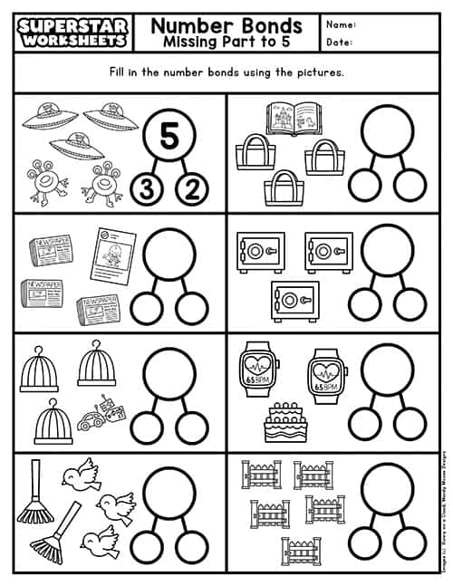 Number Bonds Worksheets Superstar Worksheets