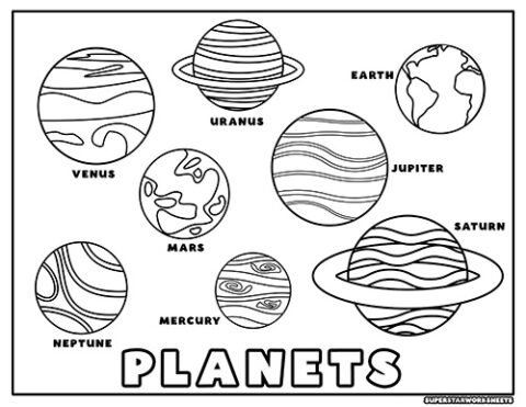 Planets Coloring Pages - Superstar Worksheets