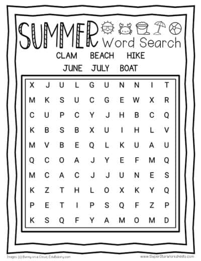 Summer Word Search - Superstar Worksheets