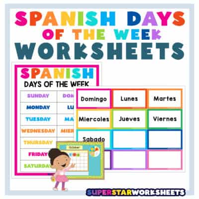 SPANISH Days of the Week Worksheets - Superstar Worksheets