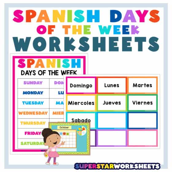 SPANISH Days of the Week Worksheets - Superstar Worksheets