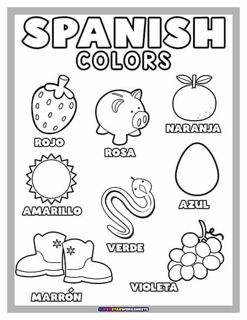 Spanish Colors - Chart and Activities