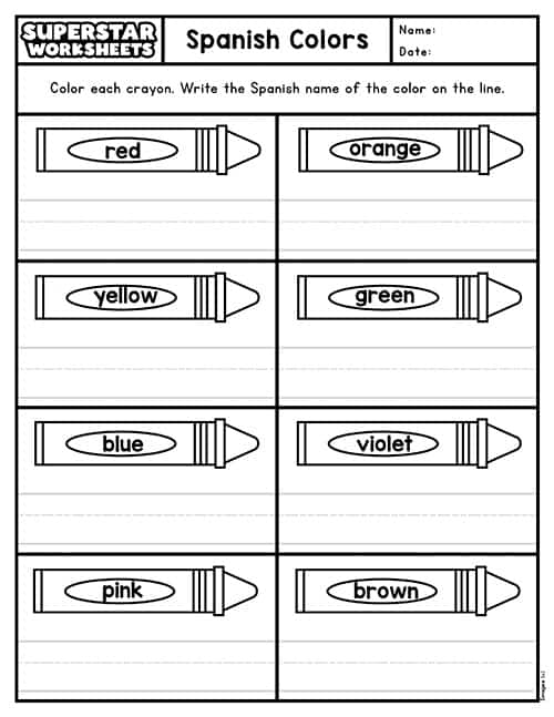 Spanish Color Worksheets - Superstar Worksheets