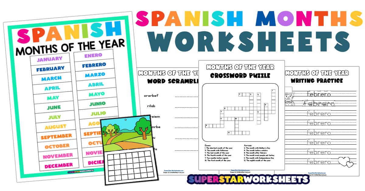 SPANISH Months of the Year Worksheets - Superstar Worksheets