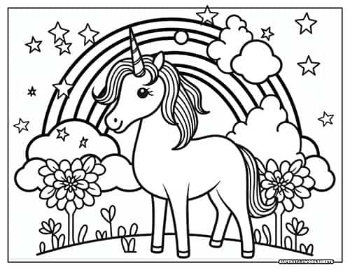 coloring pages of rainbows and hearts
