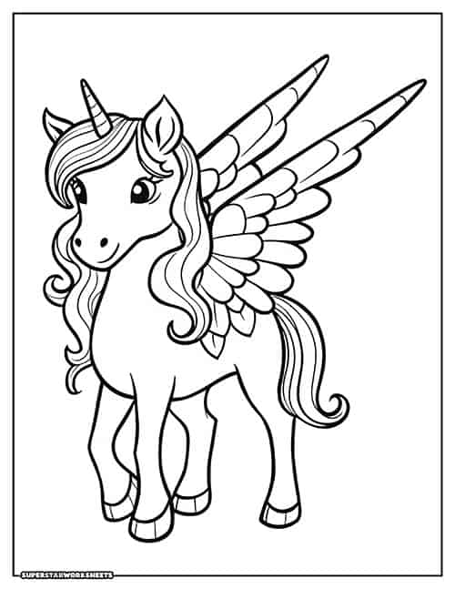 coloring pages of unicorns with wings