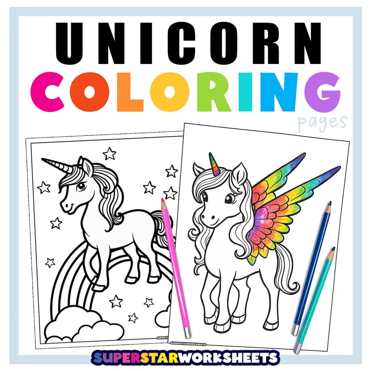 Unicorn Coloring Pages - Superstar Worksheets