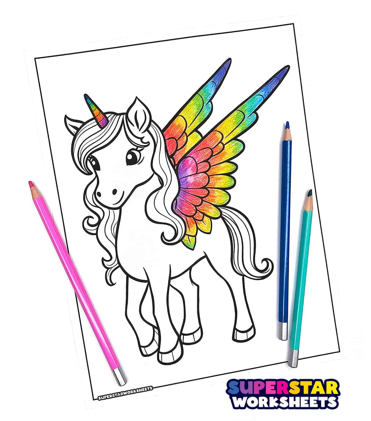 Unicorn Color By Number - Superstar Worksheets