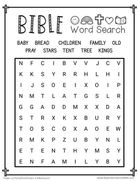 Bible Word Search - Superstar Worksheets