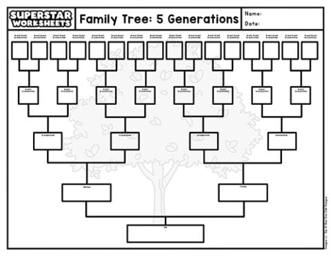 Family Tree Template - Superstar Worksheets