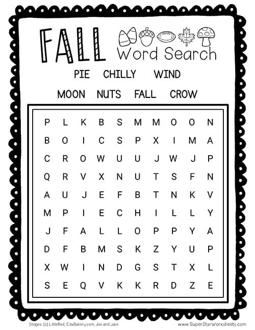 fall word search