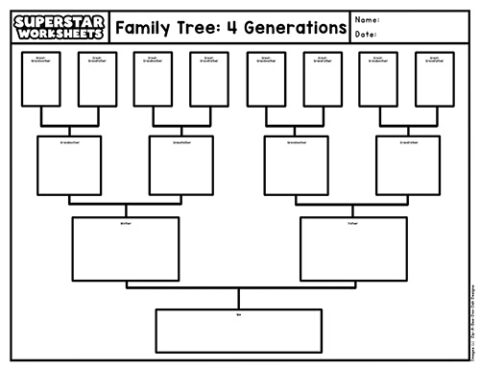 Family Tree Template - Superstar Worksheets