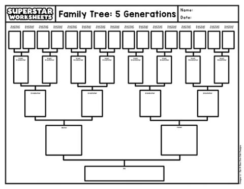 Family Tree Template - Superstar Worksheets