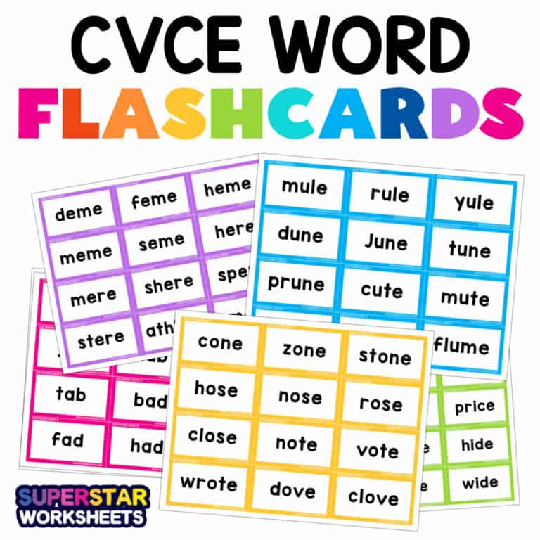 CVCE Flashcards - Superstar Worksheets