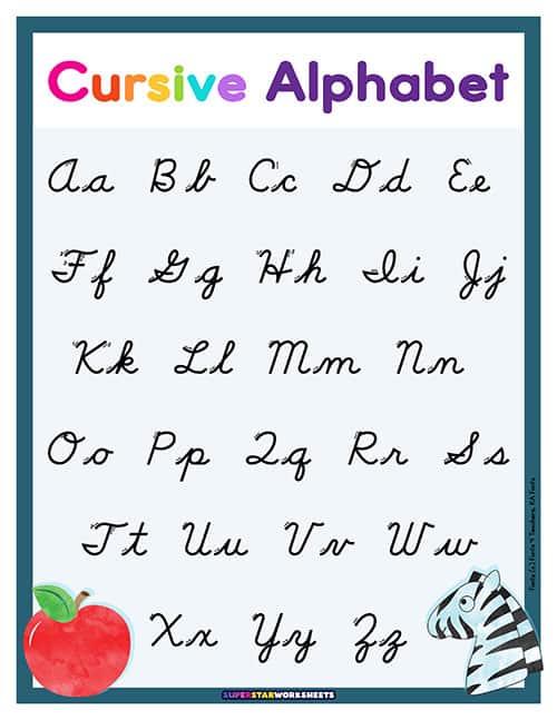 cursive letters alphabet chart printable