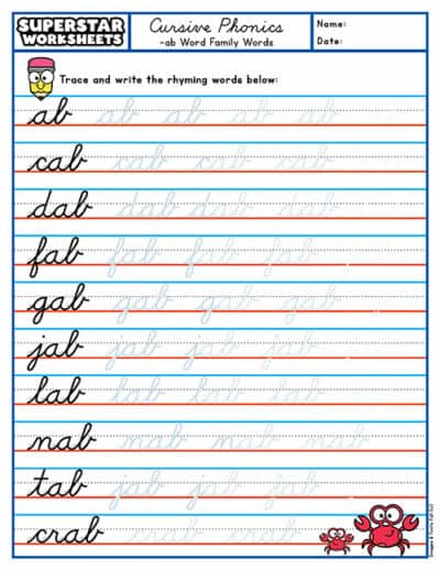 Cursive - Superstar Worksheets