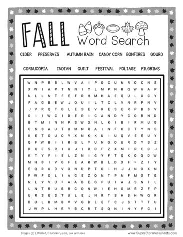 Fall Word Search - Superstar Worksheets