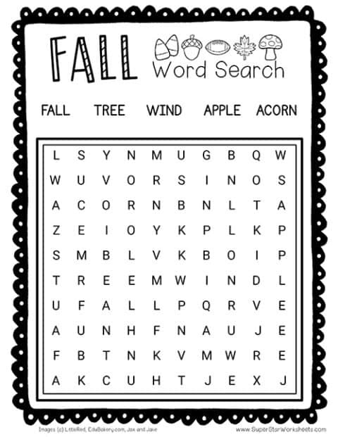 Fall Word Search - Superstar Worksheets