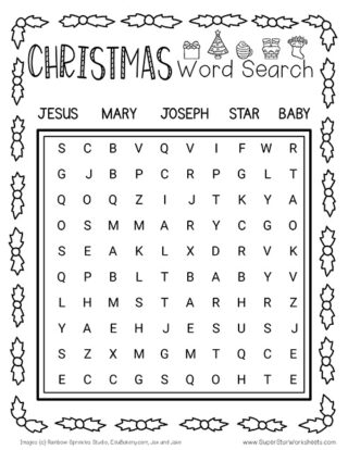 Christmas Word Search - Superstar Worksheets