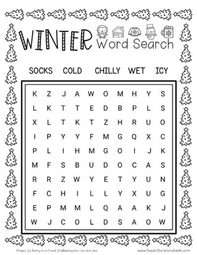 Winter Word Search - Superstar Worksheets