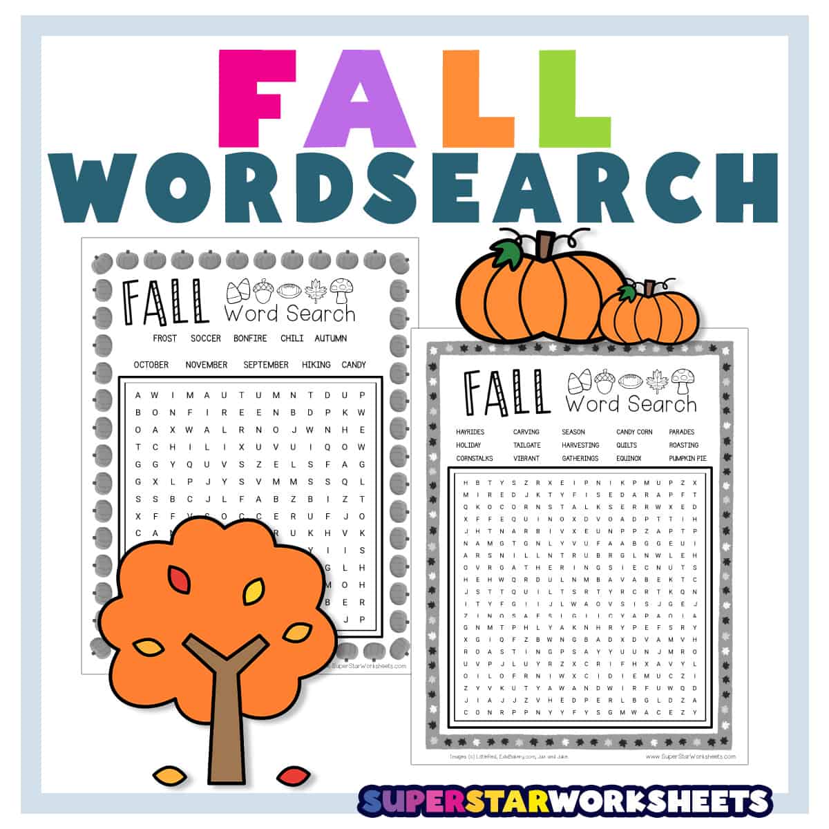 fall word search puzzles