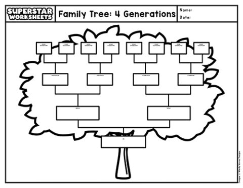 Family Tree Template - Superstar Worksheets