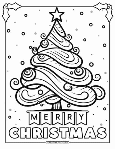 Merry Christmas Coloring Pages - Superstar Worksheets