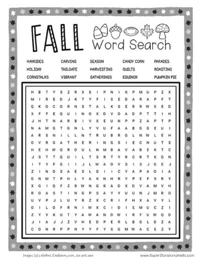 Fall Word Search - Superstar Worksheets