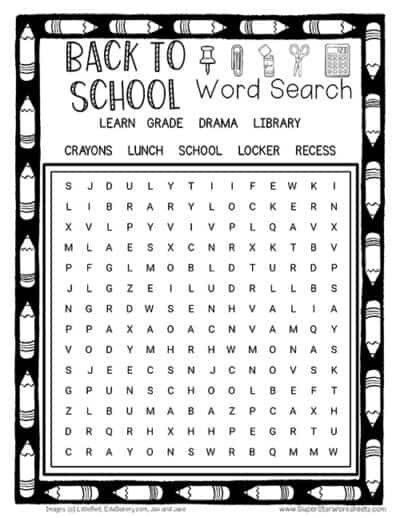 Back to School Word Search - Superstar Worksheets